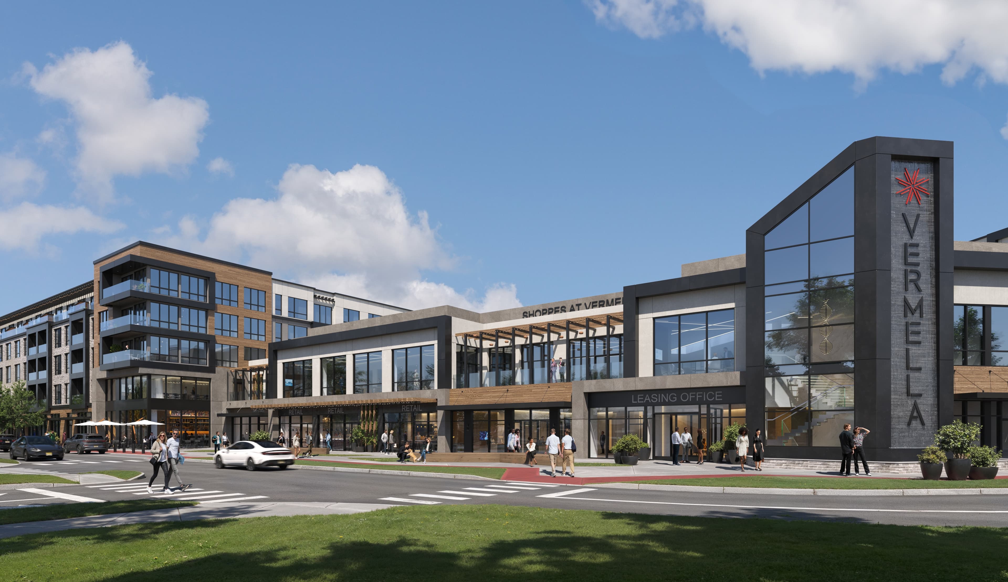 luxury apartment community with expansive resident amenities and private resident courtyard with bbq grills, lounge seating, active courtyard