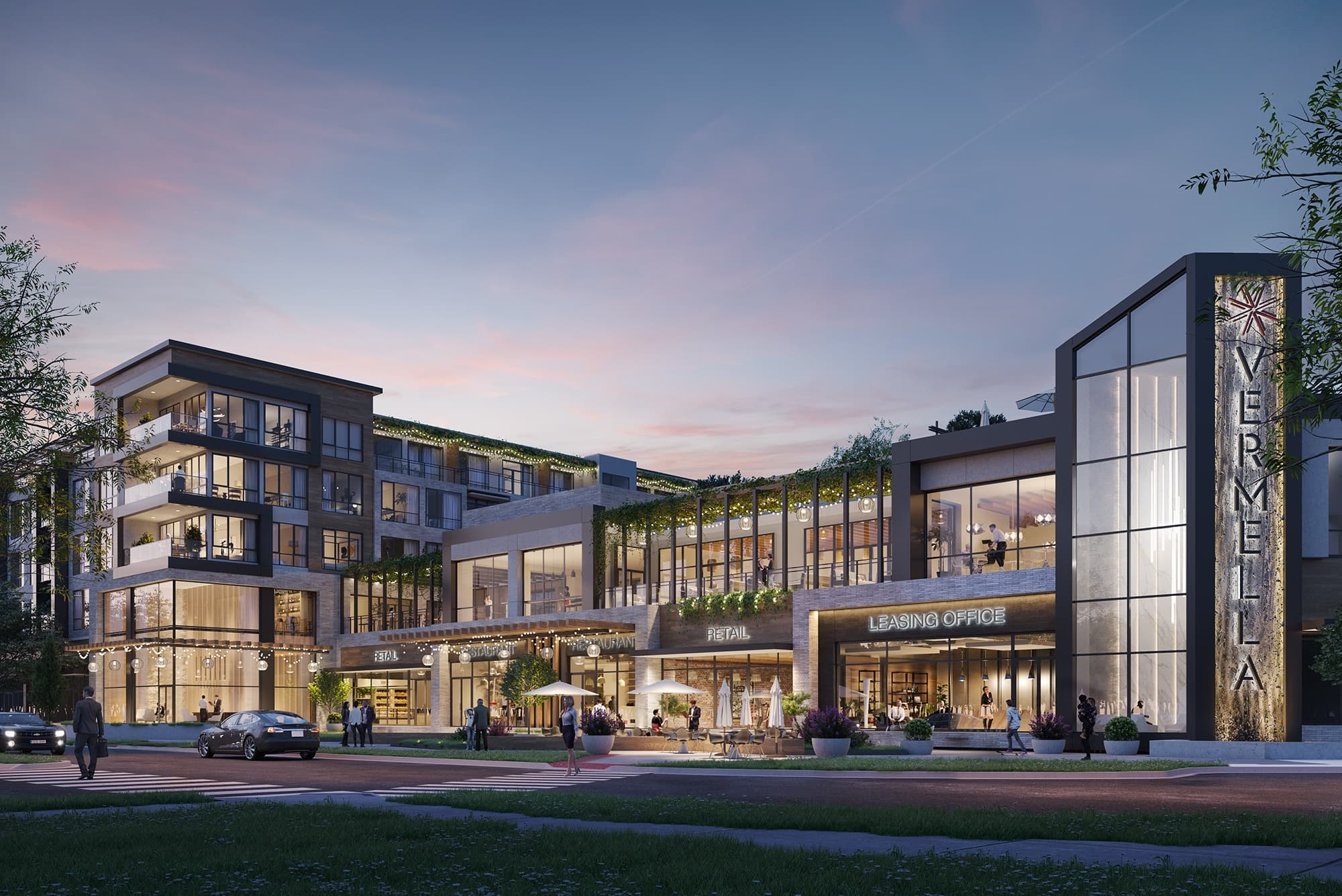 luxury rental apartments with expansive private amenities, resident courtyard and pool, premiere onsite retailers